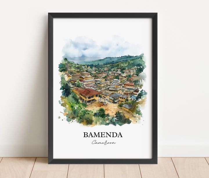 Bamenda Wall Art, Cameroon Print, Cameroon Watercolor Art, Bamenda Cameroon Gift, Travel Print, Travel Poster, Housewarming Gift