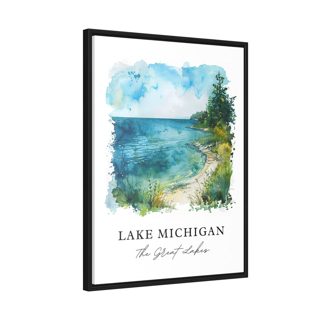 Lake Michigan Wall Art, Lake Michigan Print, The Great Lakes Watercolor, Great Lakes Gift,