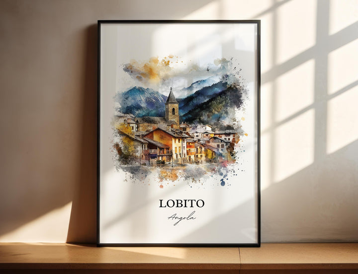 Lobito Angola Wall Art, Benguela Province Print, Angola Watercolor Art, Lobito Gift, Travel Print, Travel Poster, Housewarming Gift