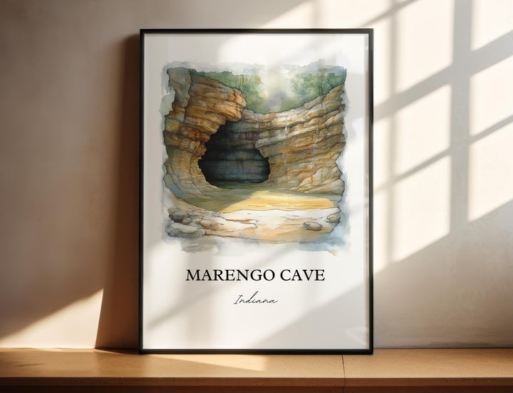 Marengo Cave Wall Art, Marengo Cave IN Print, Indiana Watercolor Art, Marengo Cave Gift, Travel Print, Travel Poster, Housewarming Gift