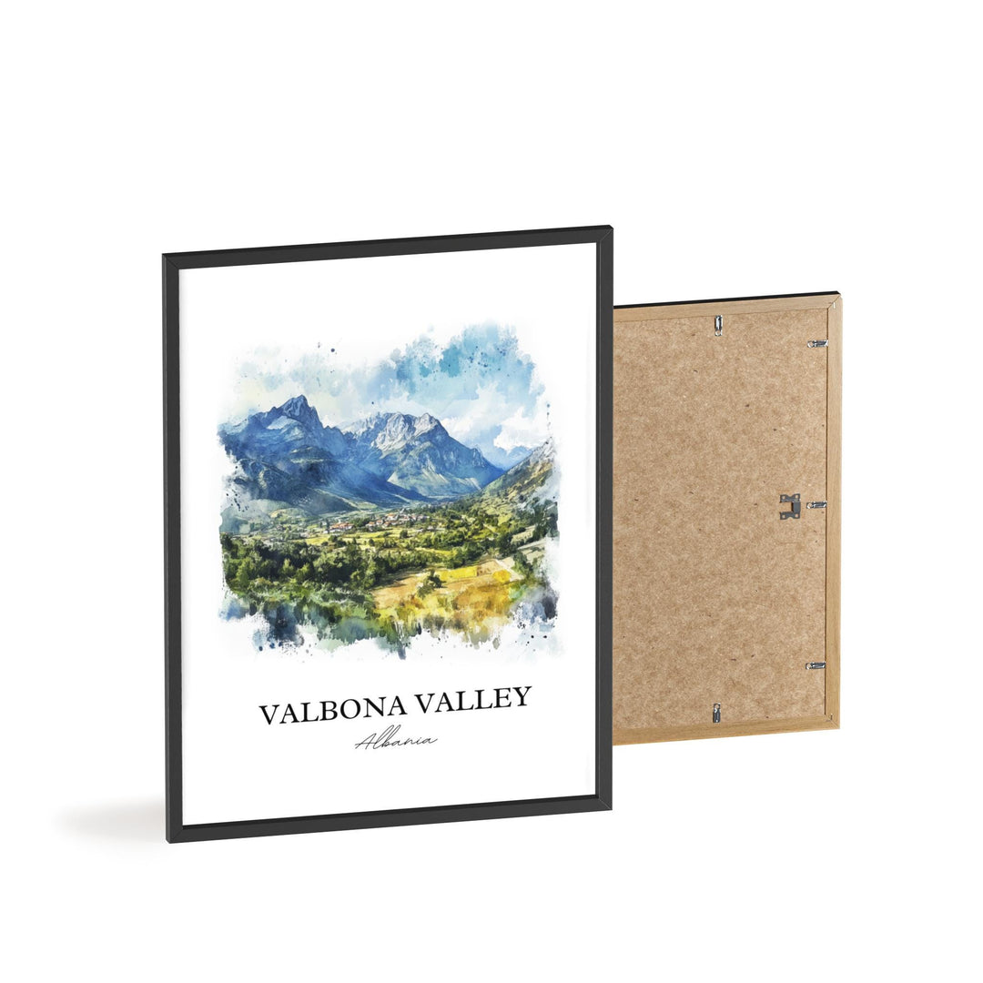 Valbona Valley Wall Art, Valbona Valley Print, Albania Watercolor Art, Valbona Valley Gift, Travel Print, Travel Poster, Housewarming Gift