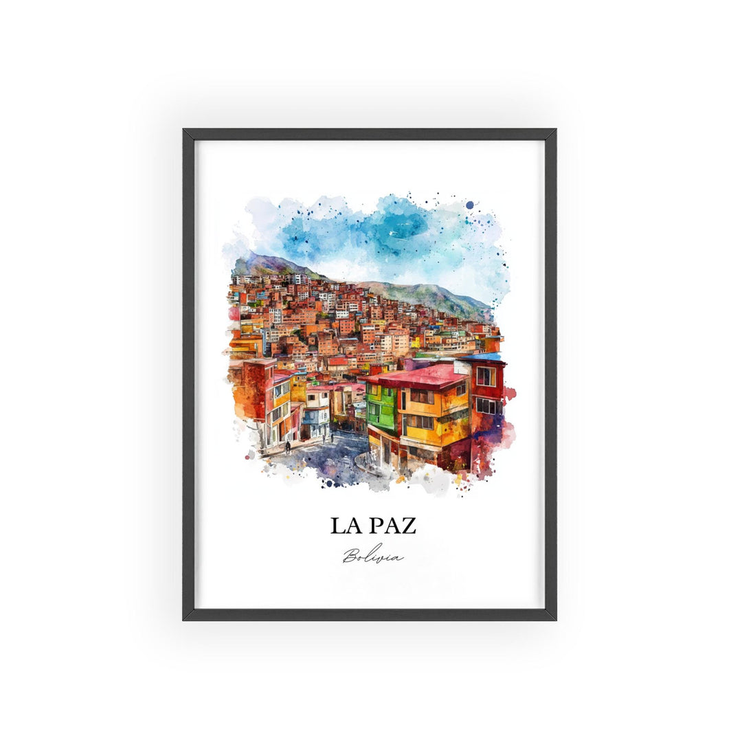 La Paz Wall Art, La Paz Skyline Print, Bolivia Watercolor Art, La Paz Bolivia Gift, Travel Print, Travel Poster, Housewarming Gift