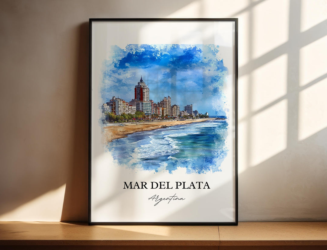 Mar del Plata Wall Art, Mar del Plata Print, Argentina Watercolor Art, Mar del Plata Gift, Travel Print, Travel Poster, Housewarming Gift