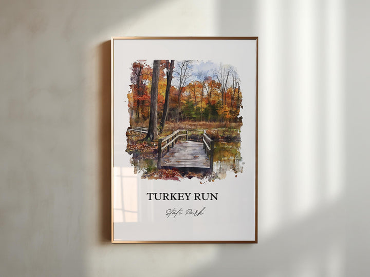 Turkey Run State Park Art, Marshall Indiana Print, Indiana Watercolor, Turkey Run Park Gift, Travel Print, Travel Poster, Housewarming Gift