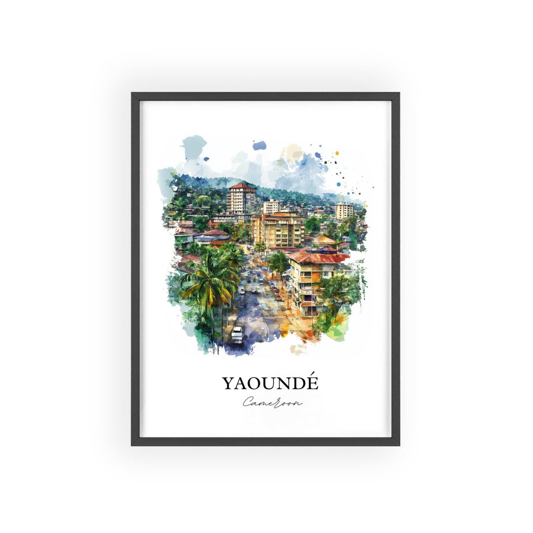 Yaoundé Wall Art, Cameroon Print, Cameroon Watercolor Art, Yaoundé Gift, Travel Print, Travel Poster, Housewarming Gift