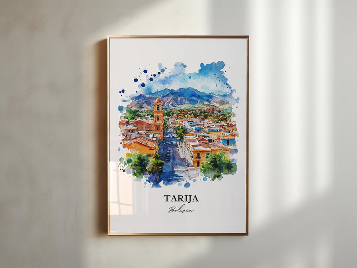 Tarija Bolivia Wall Art, Frontera de Tarixa Print, Bolivia Watercolor, Tarija Bolivia Gift, Travel Print, Travel Poster, Housewarming Gift