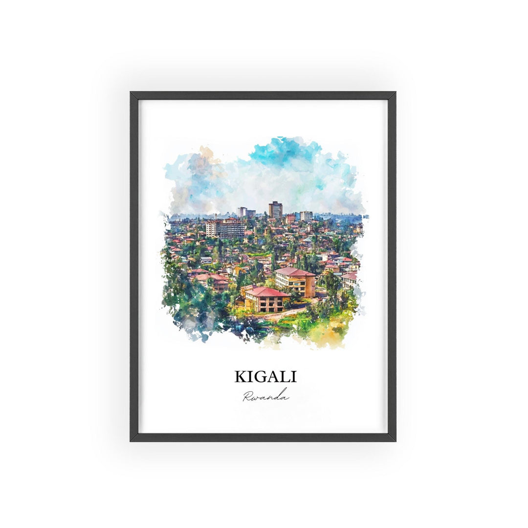 Kigali Wall Art, Kigali Print, Rwanda Watercolor Art, Kigali Rwanda Gift, Travel Print, Travel Poster, Housewarming Gift