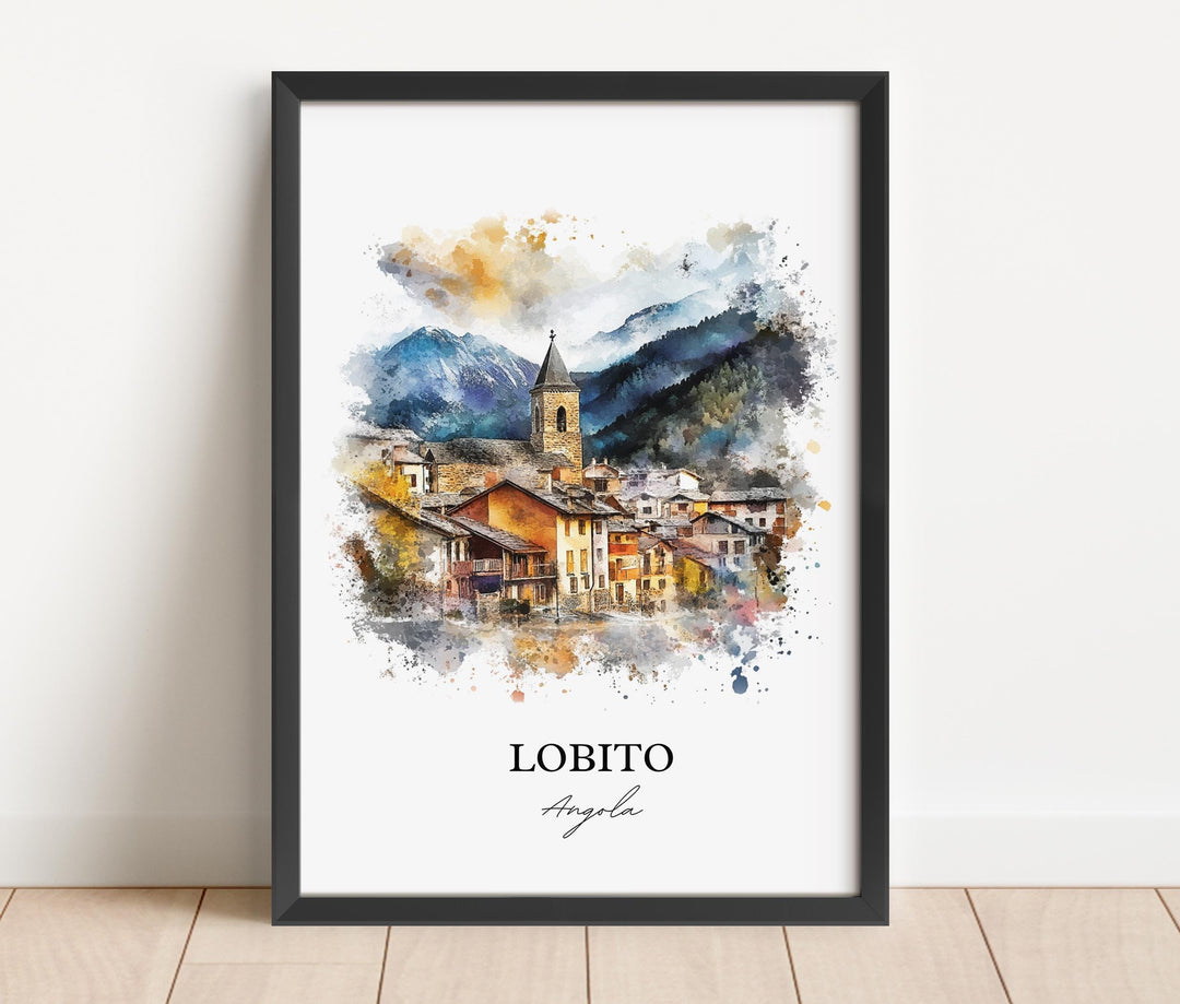 Lobito Angola Wall Art, Benguela Province Print, Angola Watercolor Art, Lobito Gift, Travel Print, Travel Poster, Housewarming Gift