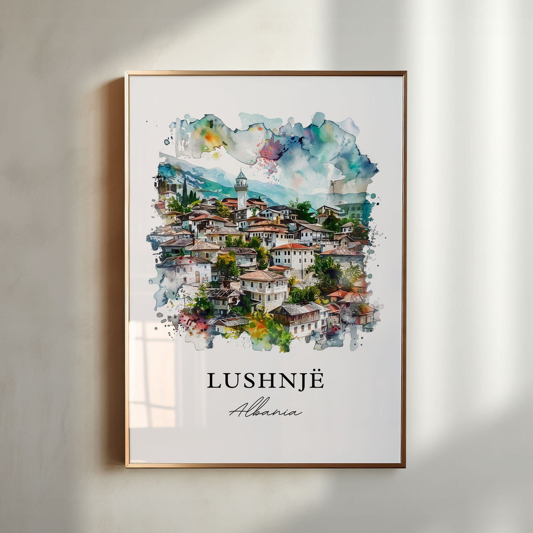 Lushnjë Wall Art, Lushnjë Albania Print, Lushnjë Watercolor, Lushnjë Albania Gift, Travel Poster, Housewarming Gift