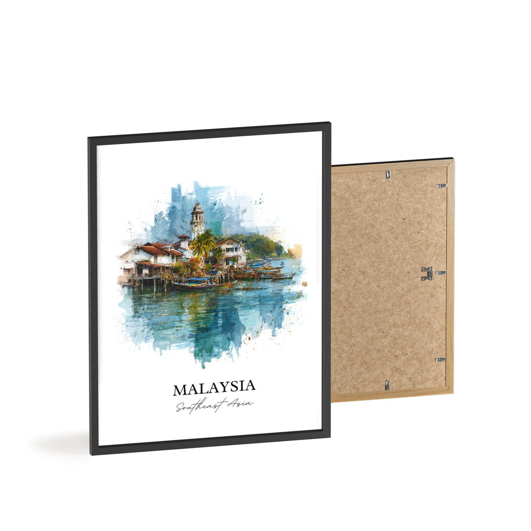 Malaysia Wall Art, Malaysia Print, Malaysia Watercolor Art, Malaysia Country Gift, Travel Print, Travel Poster, Housewarming Gift