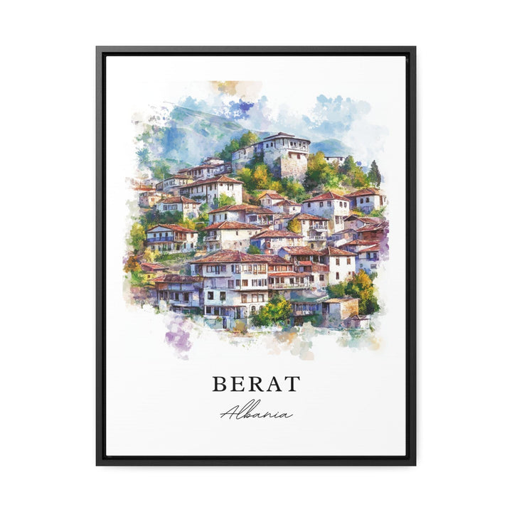 Berat Wall Art, Berat Albania Print, Berat Watercolor Art, Albania Gift, Travel Print, Travel Poster, Housewarming Gift