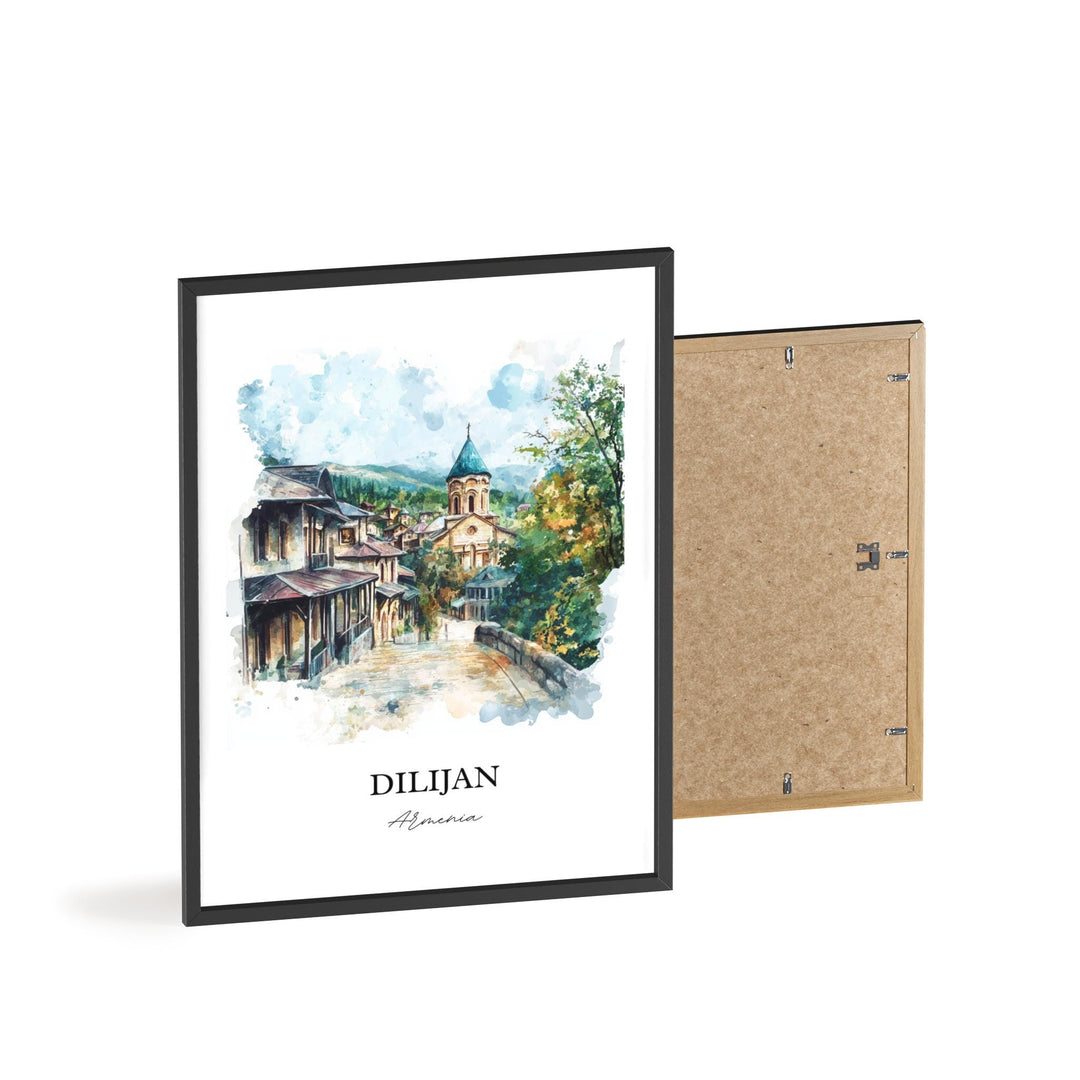 Dilijan Wall Art, Northern Armenia Print, Armenia Watercolor Art, Dilijan Armenia Gift, Travel Print, Travel Poster, Housewarming Gift