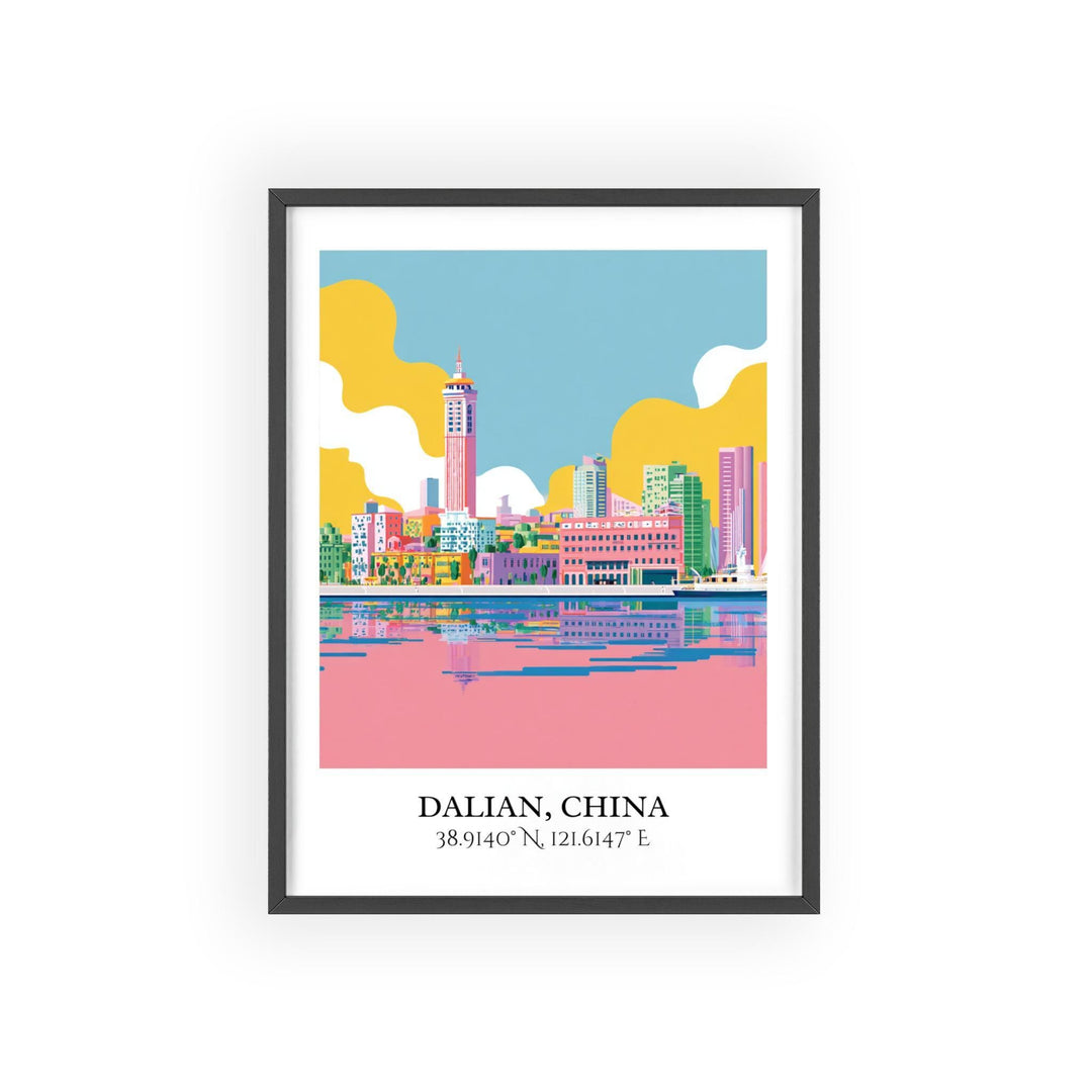 Dalian China Art, Dalian Retro Travel Art, Dalian Home Decor, Dalian China Gift, China Travel Art, Travel Prints, Housewarming Gift