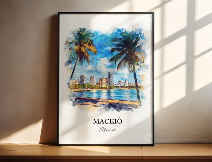 Maceió Wall Art, Brazil Print, Brazil Watercolor Art, Maceió Brazil Gift, Travel Print, Travel Poster, Housewarming Gift