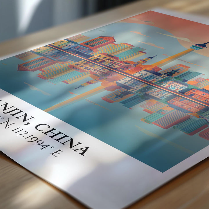 Tianjin China Art, Tianjin Retro Travel Art, Tianjin China Home Decor, China Gift, China Travel Art, Travel Prints, Housewarming Gift