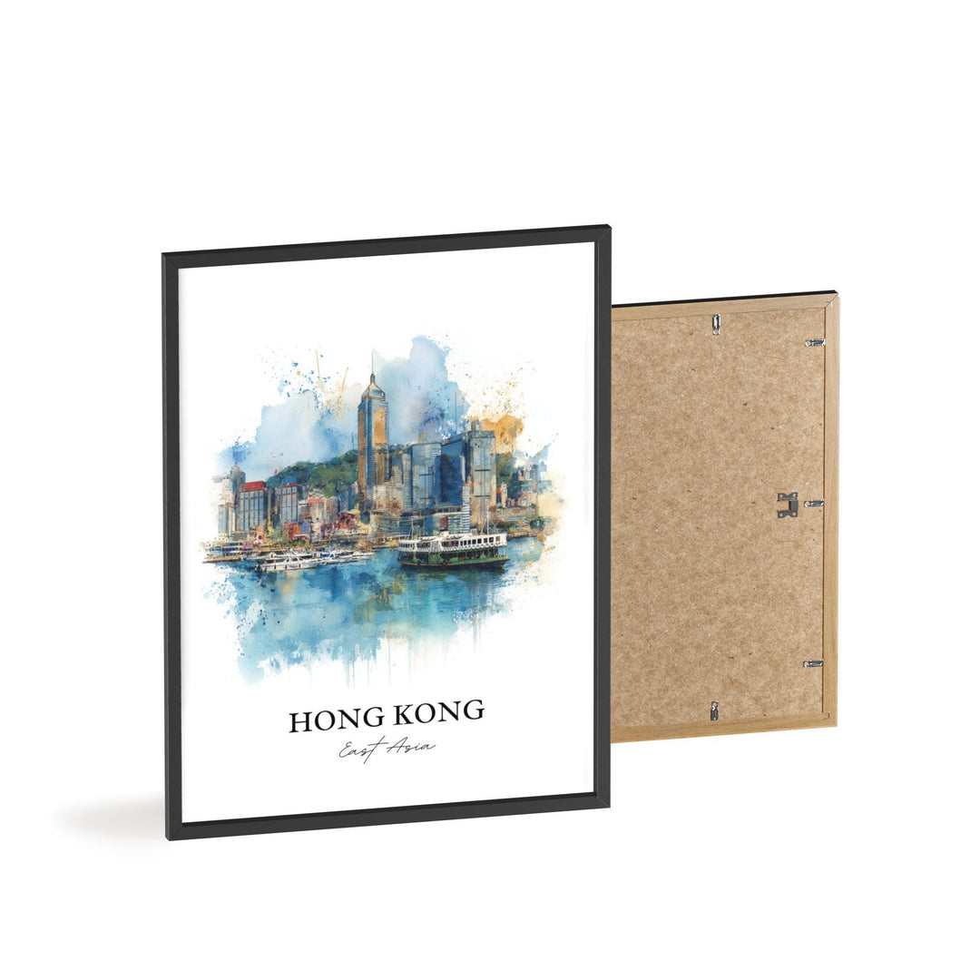 Hong Kong Wall Art, Hong Kong Skyline Print, China Watercolor Art, Hong Kong Gift, Travel Print, Travel Poster, Housewarming Gift