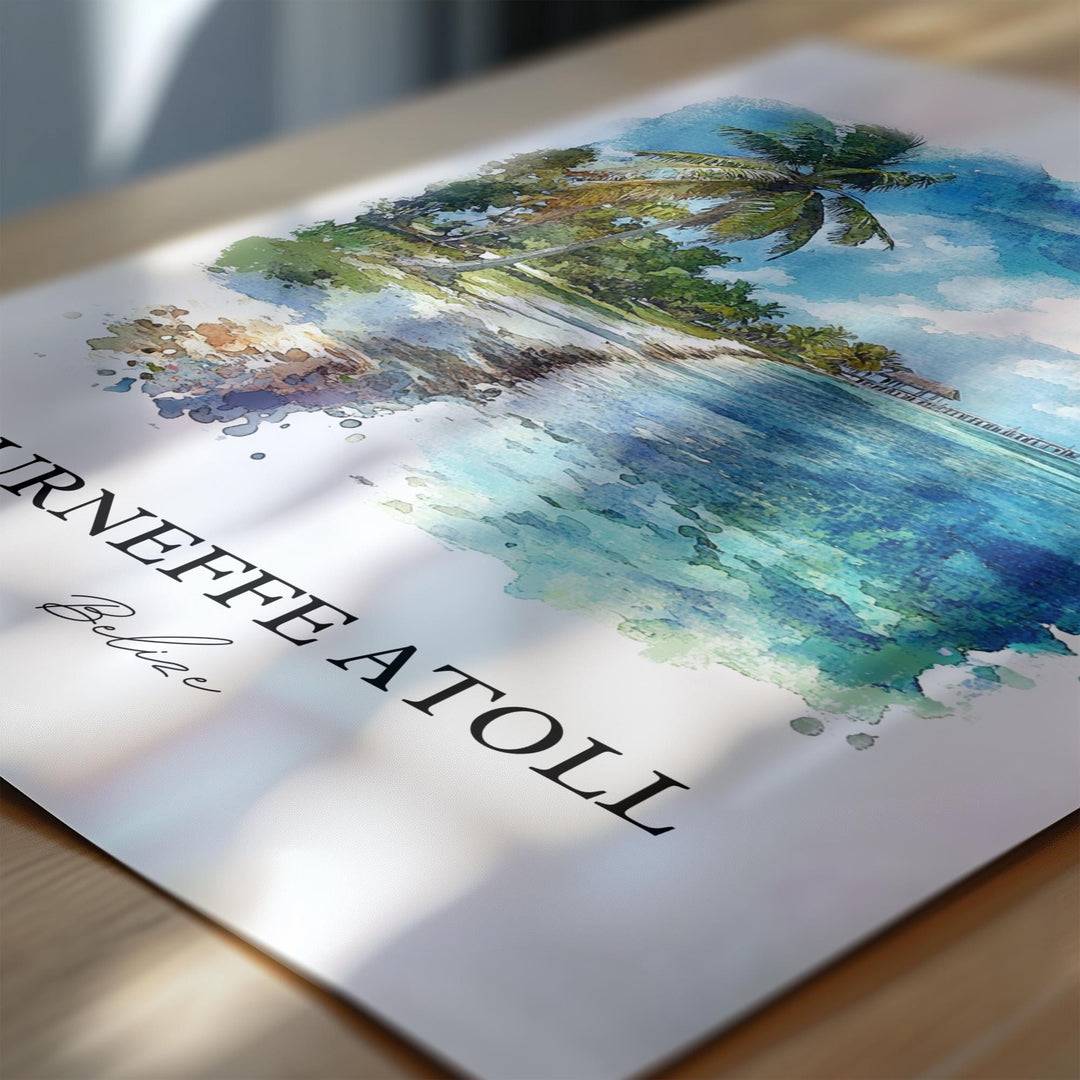 Turneffe Atoll Wall Art, Belize Print, Belize Watercolor Art, Turneffe Atoll Gift, Travel Print, Travel Poster, Housewarming Gift