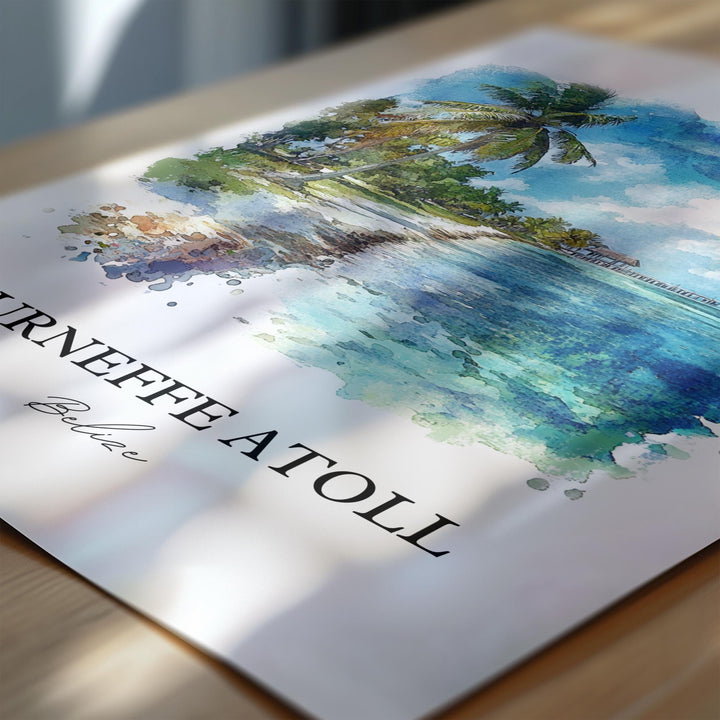 Turneffe Atoll Wall Art, Belize Print, Belize Watercolor Art, Turneffe Atoll Gift, Travel Print, Travel Poster, Housewarming Gift