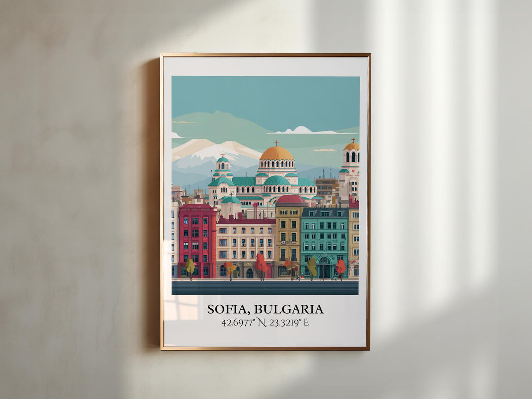 Sofia Bulgaria Art, Sofia Retro Travel Art, Sofia Bulgaria Home Decor, Bulgaria Gift, Bulgaria Travel Art, Travel Prints, Housewarming Gift