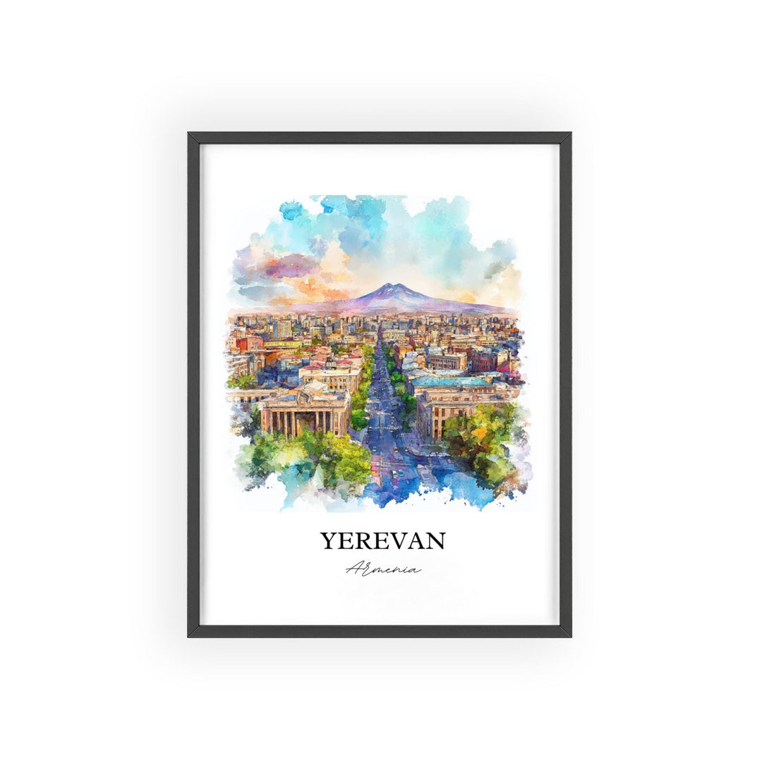 Yerevan Wall Art, Armenia Print, Armenia Watercolor Art, Yerevan Armenia Gift, Travel Print, Travel Poster, Housewarming Gift