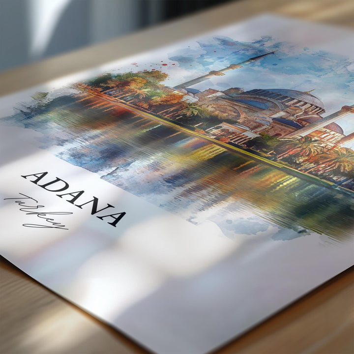 Adana Wall Art, Seyhan River Print, Turkey Watercolor Art, Adana Turkey Gift, Travel Print, Travel Poster, Housewarming Gift