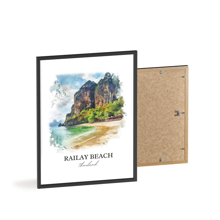 Railay Beach Wall Art, Rai Leh Thailand Print, Thailand Watercolor Art, Railay Beach Gift, Travel Print, Travel Poster, Housewarming Gift