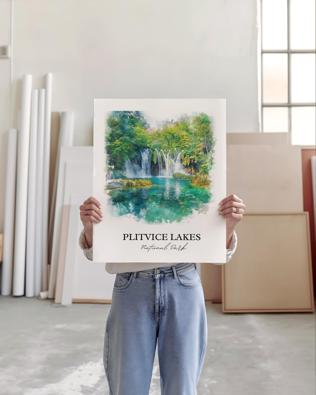 Plitvice Lakes Wall Art, Croatia Print, Croatia Watercolor Art, Plitvice Lakes Gift, Travel Print, Travel Poster, Housewarming Gift