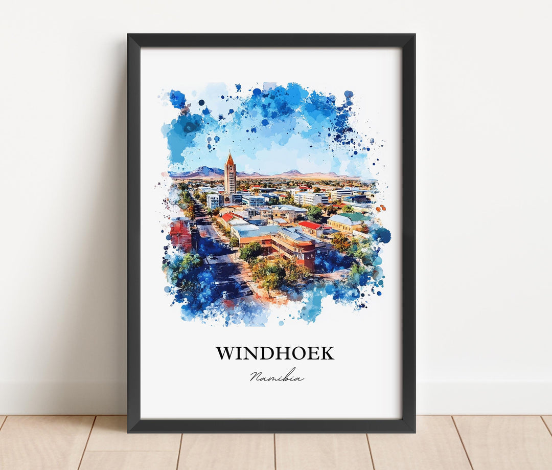 Windhoek Wall Art, Windhoek Namibia Print, Namibia Watercolor Art, Namibia Gift, Travel Print, Travel Poster, Housewarming Gift