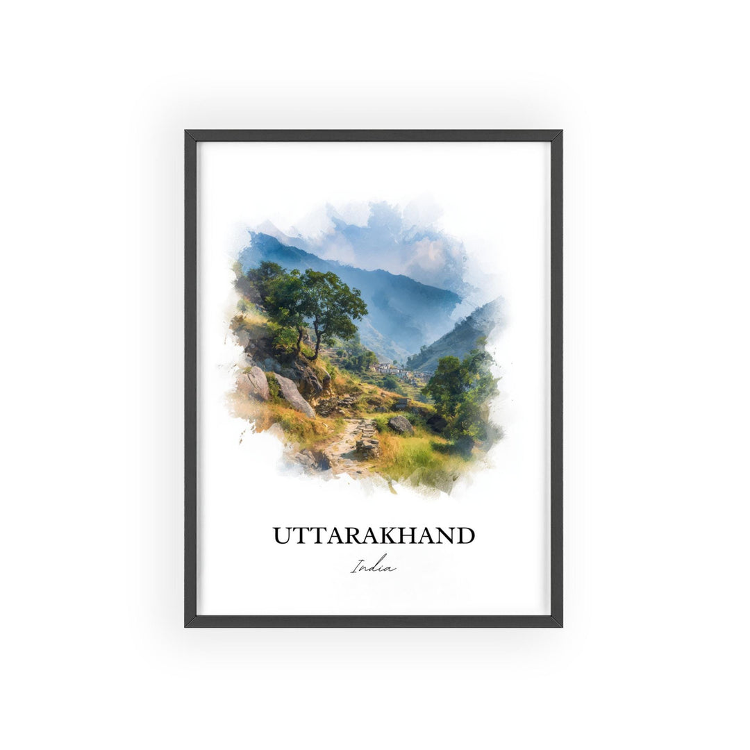 Uttarakhand Wall Art, Uttarakhand Print, India Watercolor Art, Uttarakhand India Gift, India Travel Print, Travel Poster, Housewarming Gift