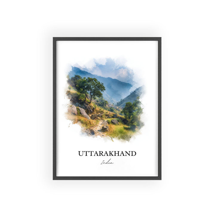 Uttarakhand Wall Art, Uttarakhand Print, India Watercolor Art, Uttarakhand India Gift, India Travel Print, Travel Poster, Housewarming Gift