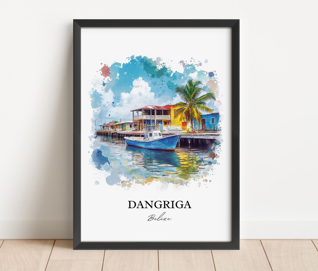 Dangriga Wall Art, Belize Print, Belize Watercolor Art, Dangriga Belize Gift, Travel Print, Travel Poster, Housewarming Gift