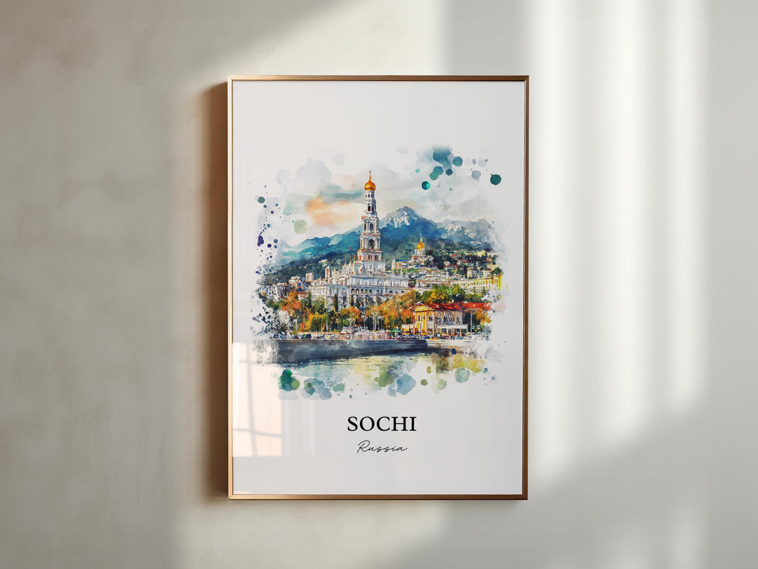 Sochi Russia Wall Art, Sochi Print, Russia Watercolor Art, Sochi Russia Gift, Travel Print, Travel Poster, Housewarming Gift