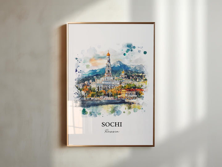 Sochi Russia Wall Art, Sochi Print, Russia Watercolor Art, Sochi Russia Gift, Travel Print, Travel Poster, Housewarming Gift