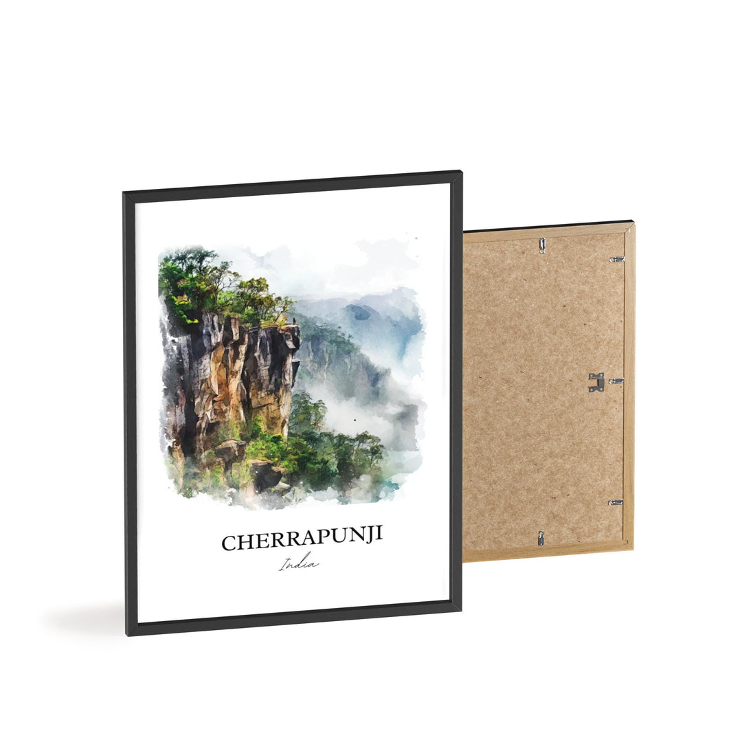 Cherrapunji Wall Art, Meghalaya Print, India Watercolor Art, Cherrapunji India Gift, Travel Print, Travel Poster, Housewarming Gift