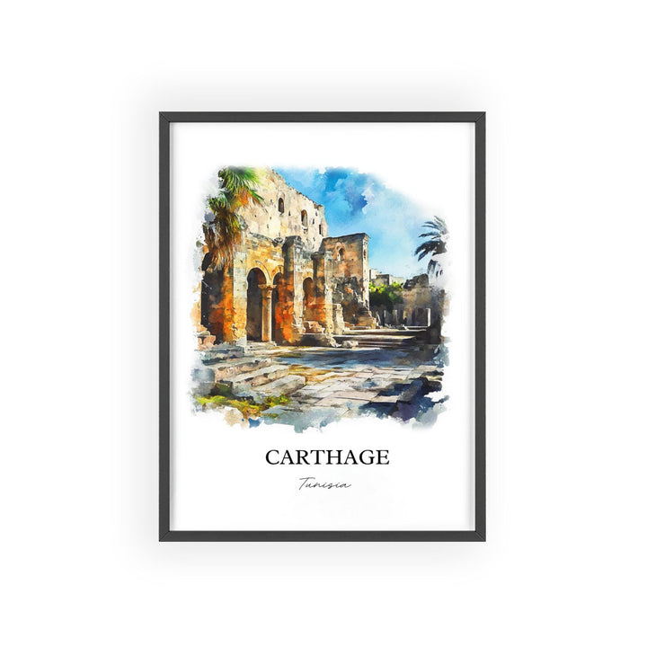 Carthage Wall Art, Tunisia Print, Tunisia Watercolor Art, Carthage Tunisia Gift, Travel Print, Travel Poster, Housewarming Gift