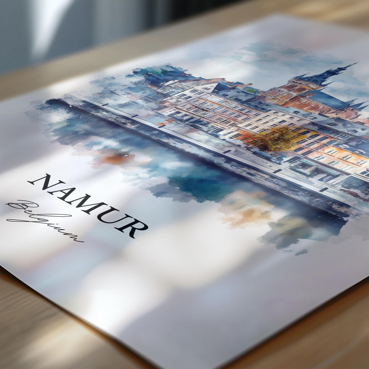 Namur Wall Art, Wallonia Region Print, Belgium Watercolor Art, Namur Belgium Gift, Travel Print, Travel Poster, Housewarming Gift