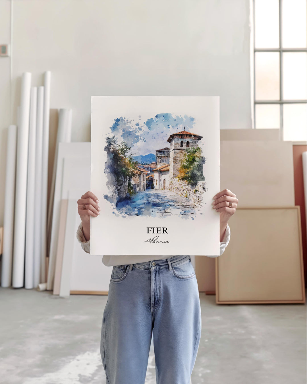 Fier Albania Wall Art, Albania Print, Albania Watercolor Art, Fier Gift, Travel Print, Travel Poster, Housewarming Gift