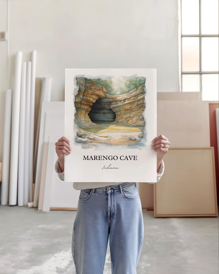 Marengo Cave Wall Art, Marengo Cave IN Print, Indiana Watercolor Art, Marengo Cave Gift, Travel Print, Travel Poster, Housewarming Gift