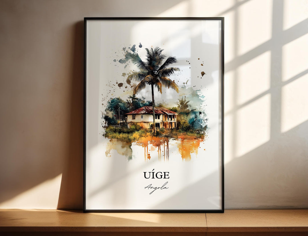 Uíge Angola Wall Art, Angola Print, Angola Watercolor Art, Uíge Gift, Travel Print, Travel Poster, Housewarming Gift