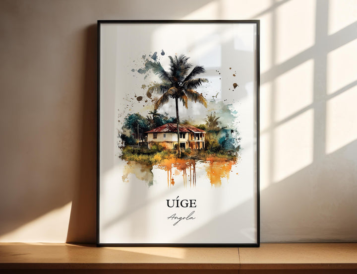 Uíge Angola Wall Art, Angola Print, Angola Watercolor Art, Uíge Gift, Travel Print, Travel Poster, Housewarming Gift