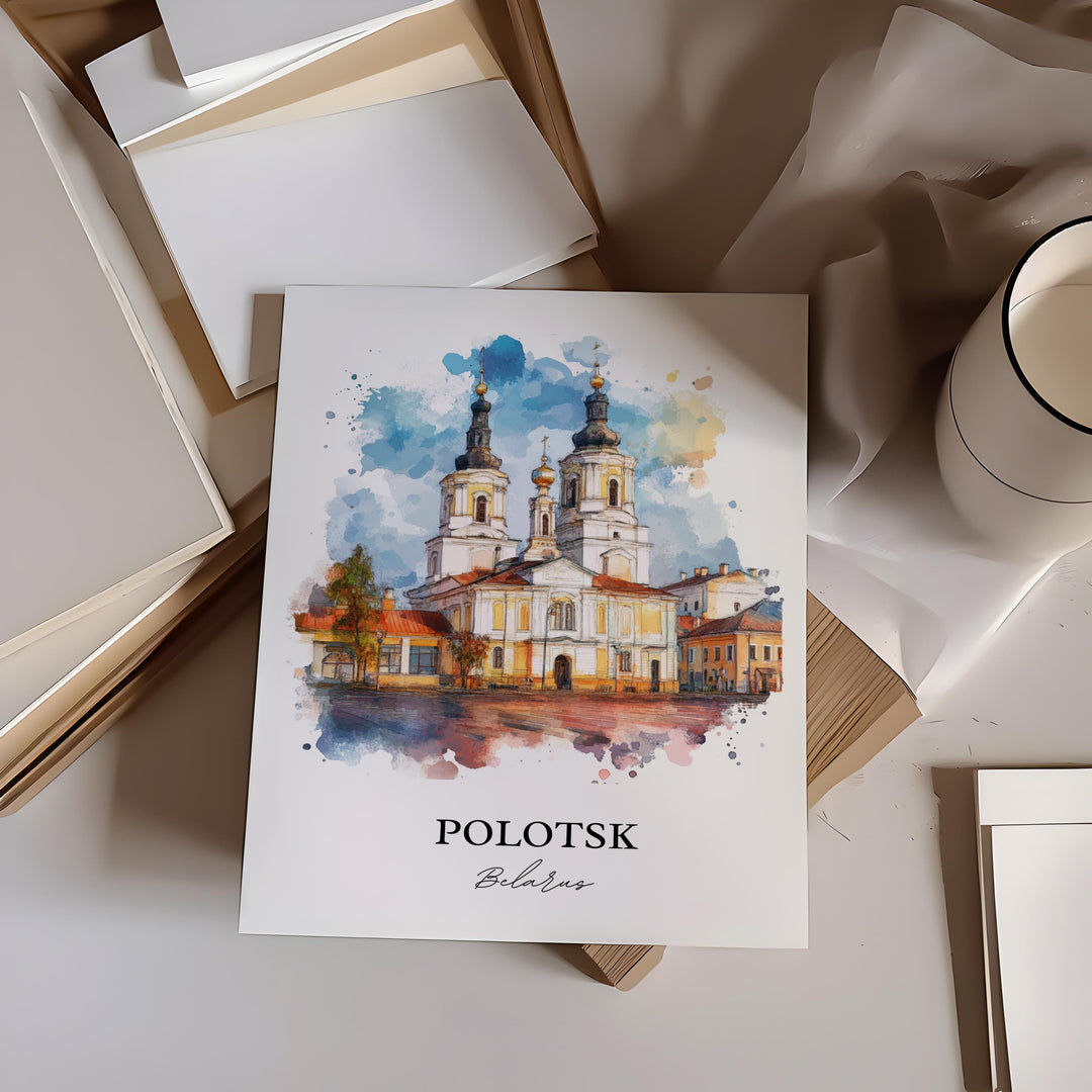 Polotsk Wall Art, Vitebsk Region Print, Belarus Watercolor Art, Polotsk Belarus Gift, Travel Print, Travel Poster, Housewarming Gift