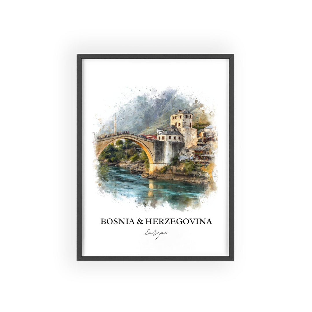Bosnia + Herzegovina Wall Art, Bosnia Print, Europe Artwork, Bosnia + Herzegovina Gift, Travel Print, Travel Poster, Housewarming Gift
