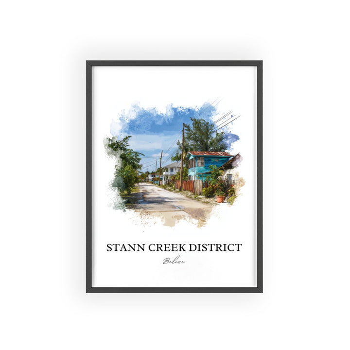 Stann Creek Belize Art, Belize Print, Belize Watercolor, Stann Creek District Gift, Belize Travel Print, Travel Poster, Housewarming Gift