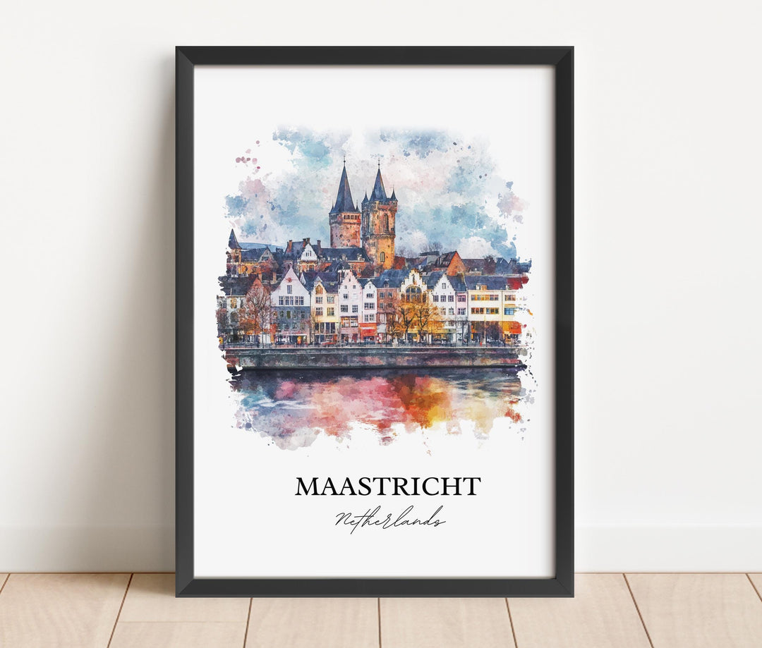 Maastricht Wall Art, Limburg Province Print, Netherlands Watercolor Art, Maastricht Gift, Travel Print, Travel Poster, Housewarming Gift