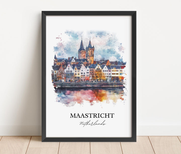 Maastricht Wall Art, Limburg Province Print, Netherlands Watercolor Art, Maastricht Gift, Travel Print, Travel Poster, Housewarming Gift