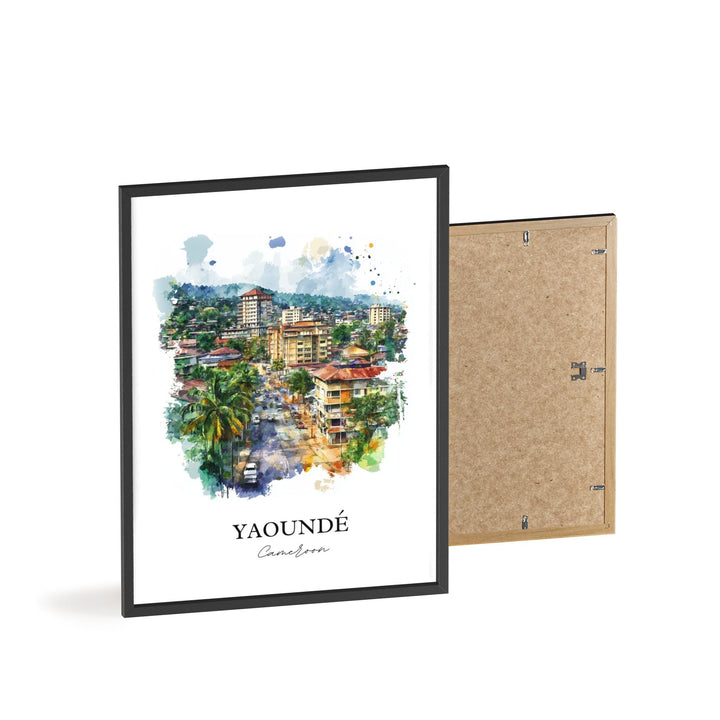 Yaoundé Wall Art, Cameroon Print, Cameroon Watercolor Art, Yaoundé Gift, Travel Print, Travel Poster, Housewarming Gift