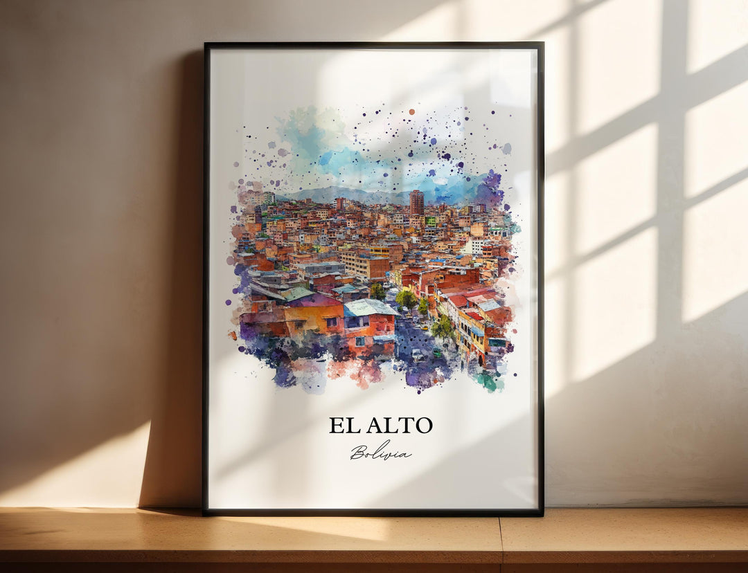 El Alto Bolivia Wall Art, La Paz Print, Bolivia Watercolor Art, El Alto Bolivia Gift, Travel Print, Travel Poster, Housewarming Gift
