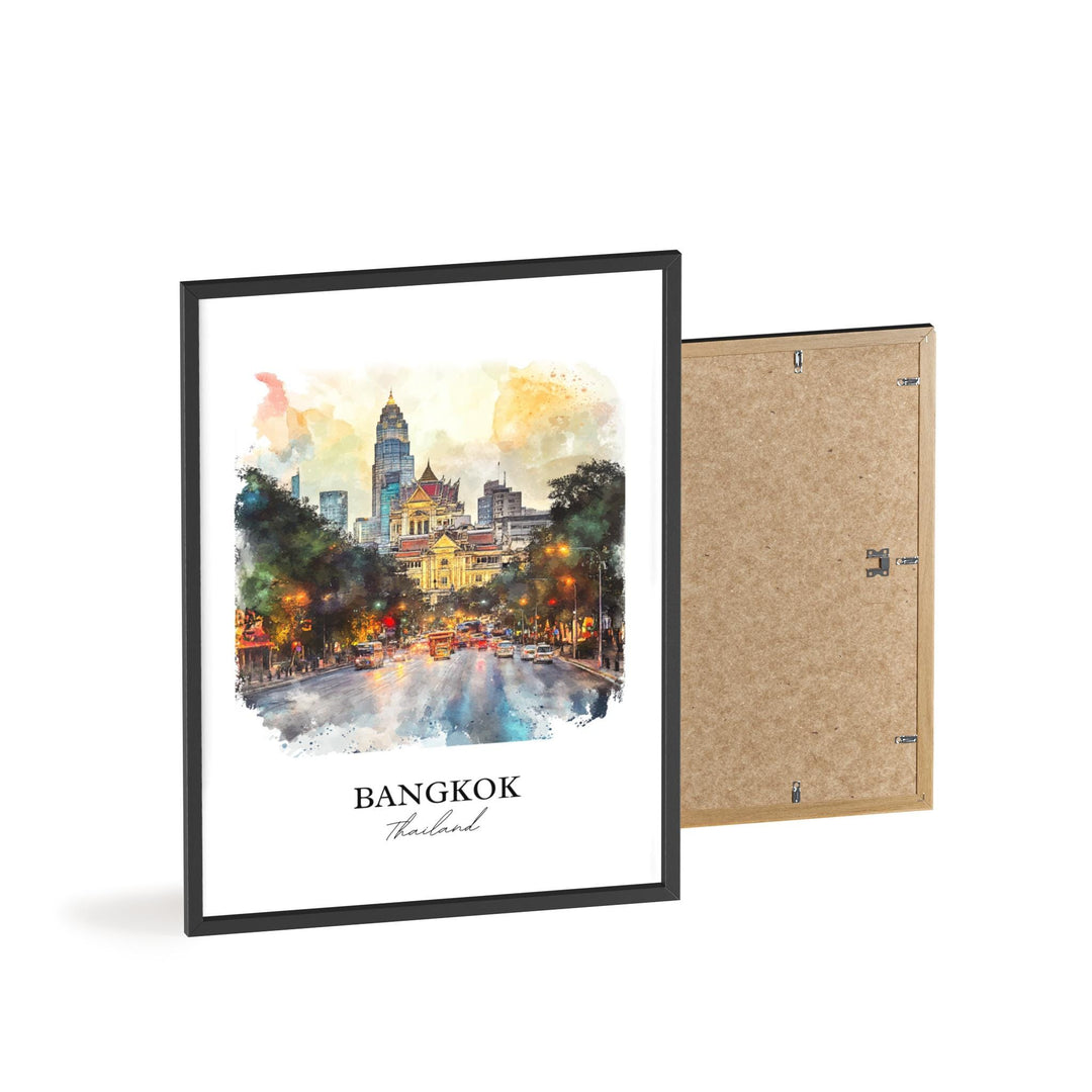 Bangkok Wall Art, Thailand Print, Thailand Watercolor Art, Bangkok Gift, Travel Print, Travel Poster, Housewarming Gift