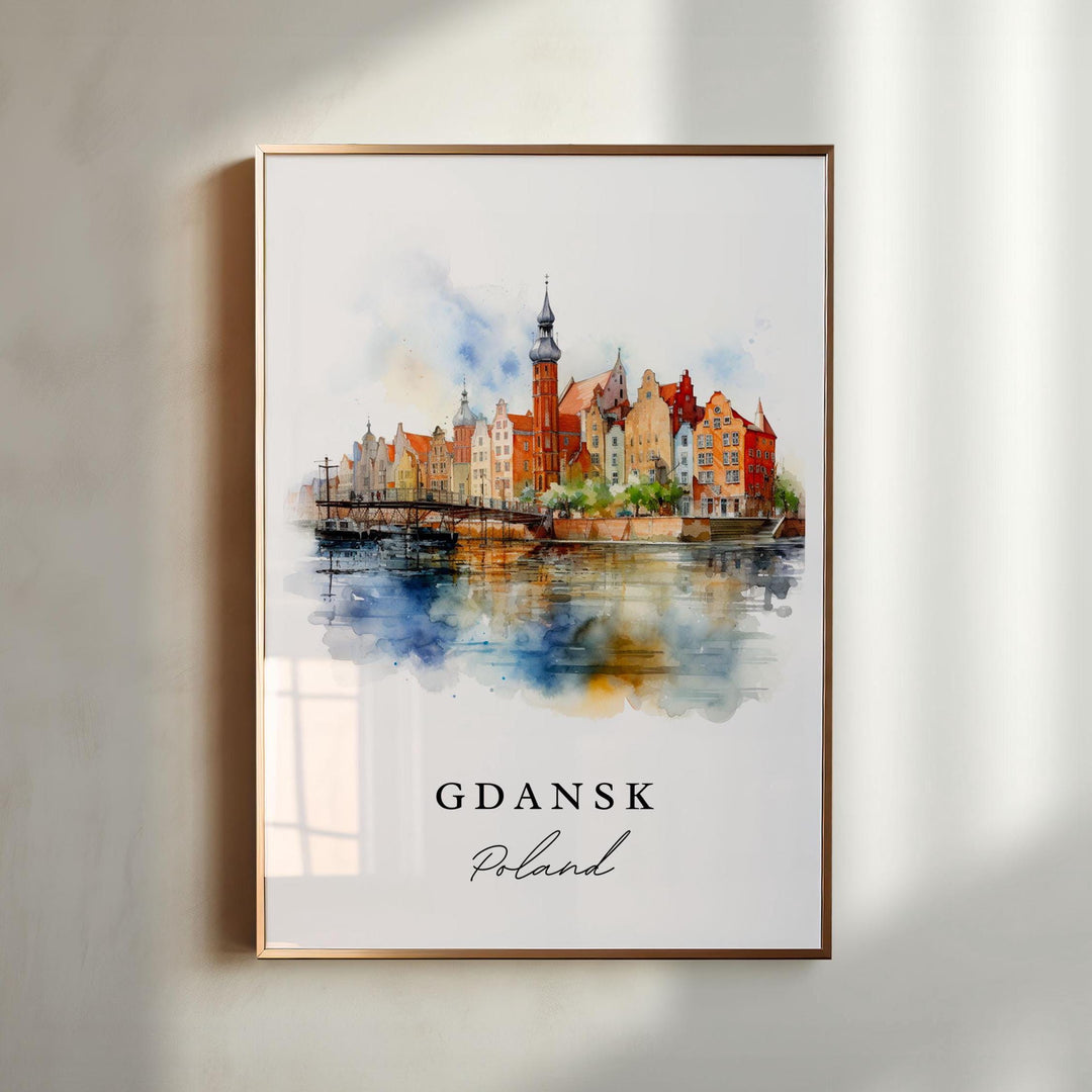 Gdansk Wall Art, Gdansk Poland Print, Gdansk Watercolor Art, Gdansk Poland Gift,