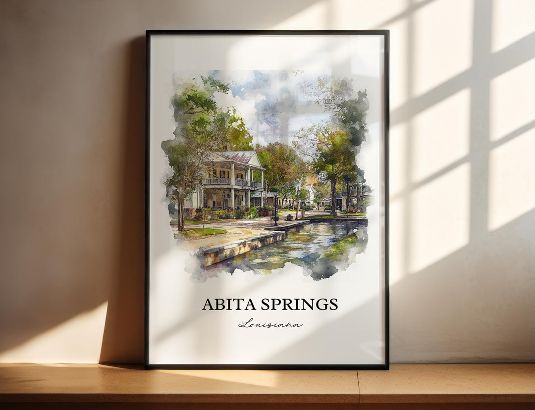 Abita Springs Wall Art, St. Tammany Parish Print, Louisiana Watercolor, Abita Springs Gift, Travel Print, Travel Poster, Housewarming Gift